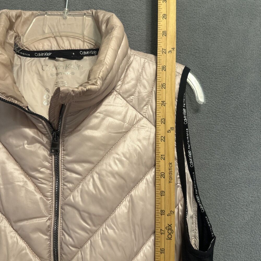 Calvin Klein Performance Puffer Vest Quilted Womens Size Large Pink Black - Picture 6 of 7